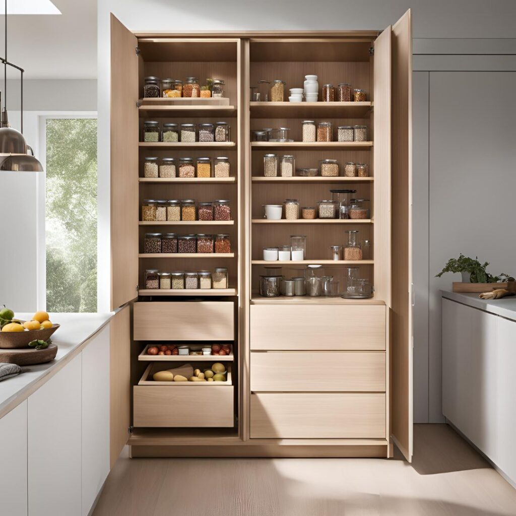 ארון מזווה למטבח עם מגירות נשלפות (2) נגר בצפון